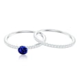 thumbnail image 5 of Rosec Jewels Certified Lab Grown Blue Sapphire Wedding Ring Set of 2 - AAAA Quality - Blue Sapphire Engagement Ring with Enhancer, 18K White Gold, US 9.50, 5 of 9