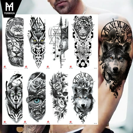 JOYWEI 22 Sheets 3D Forearm Half Sleeve Temporary Tattoos For Men Women  Adults, Large Tribal Lion Warrior Tiger Wolf Flower Skull Fake Tattoo  Stickers Halloween, (random pattern) | Walmart Canada