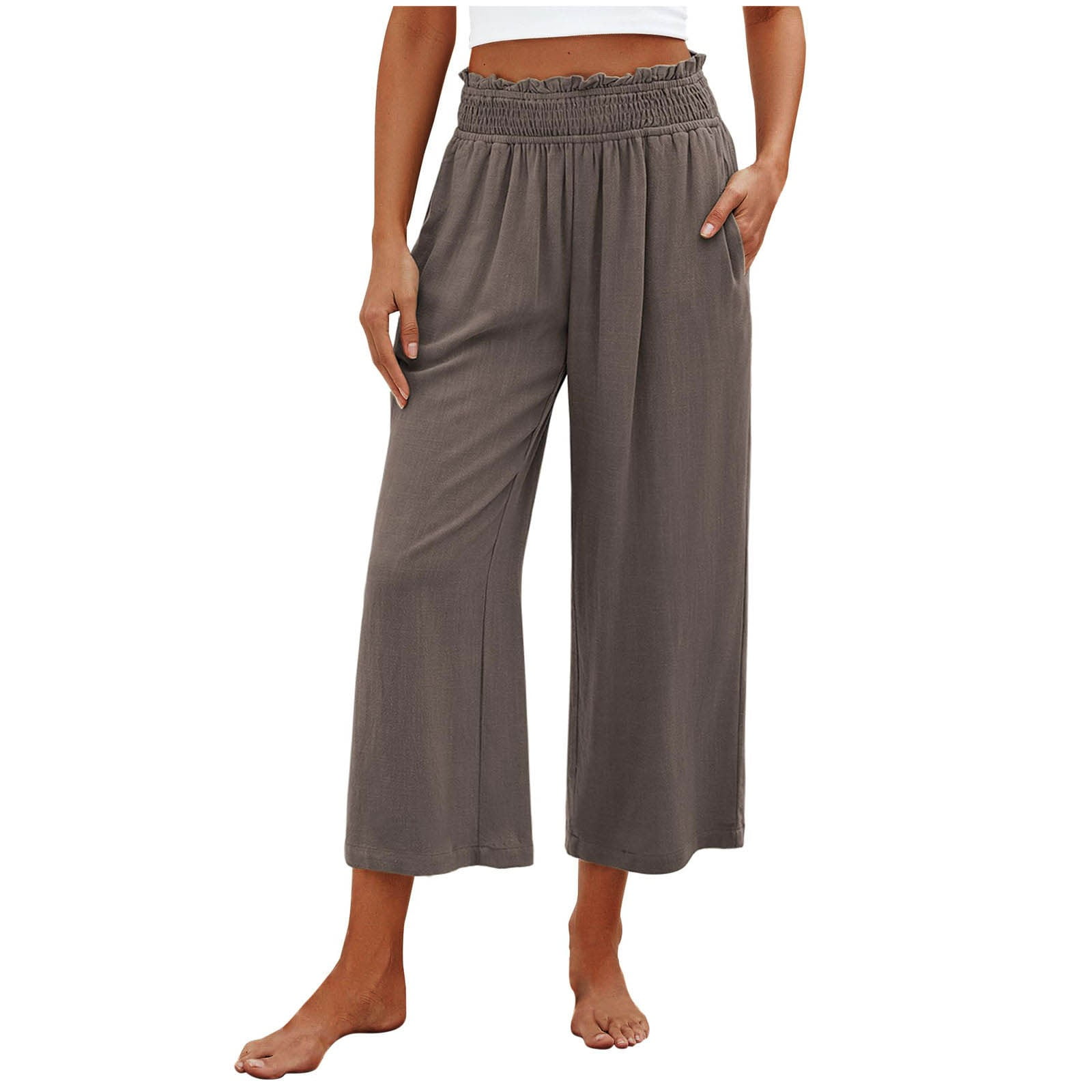 High waisted wide leg capris deals