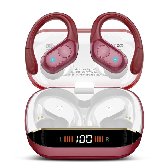 Auriculares inalámbricos Qecnato Bluetooth 5.4 75H Playtime IP7 Red