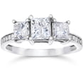 thumbnail image 1 of F SI 2ct Three Stone Princess Cut Diamond Engagement Ring 14K White Gold, 1 of 1