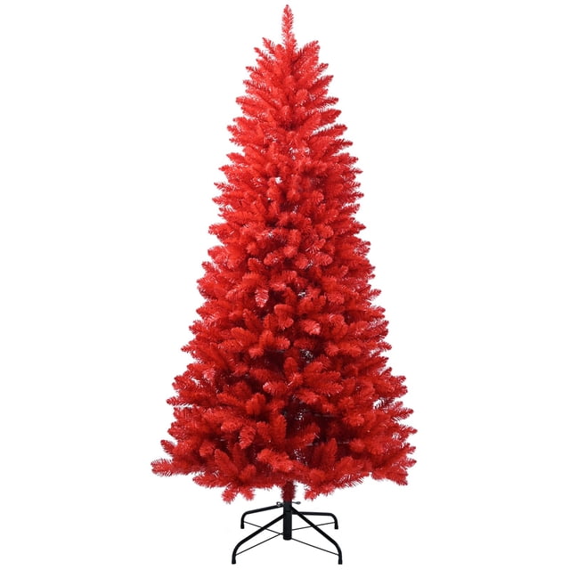 Árbol de Navidad Maylaviu rojo artificial de 4 pies con soporte