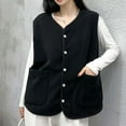 thumbnail image 2 of Lmnyox Sherpa Fleece Vest for Women Fashion Sleeveless Button Down Vest Outerwear Solid Thermal Casual Vest, 2 of 6