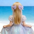 thumbnail image 1 of CUZIBR Toddler Girls Ribbon Headband Colorful Cute Bow Hair Clips Princess Hair Barrettes Sparkly Pearl Sequins Clips Hair Accessories Hairpins Wedding Birthday Headwear,Light Purple1,3-16 Years, 1 of 5