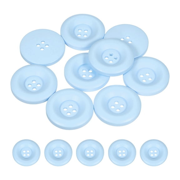 Uxcell 10pcs Sewing Button 30mm 4 Holes Resin Round Crafting Buttons, Blue