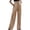 Khaki, variant on RYRJJ Linen Pants for Women Smocked High Waisted Wide Leg Loose Fit Palazzo Pants Casual Beach Trendy Trouses with Pockets(Brown,S)