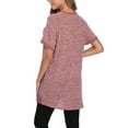 thumbnail image 5 of Uhndy Short Sleeve Pocket T Shirt For Women Casual Summer Color Block Tunic Blouse Tops Crew Neck Loose Fit T-Shirt Pink M, 5 of 6