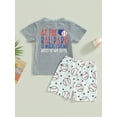 thumbnail image 4 of Jxzom Toddler Baby Boy Summer Baseball Outfit 6M 12M 18M 2T 3T Letters Print T-shirt Tops Baseball Shorts 2Pcs Casual Clothes Set, 4 of 8