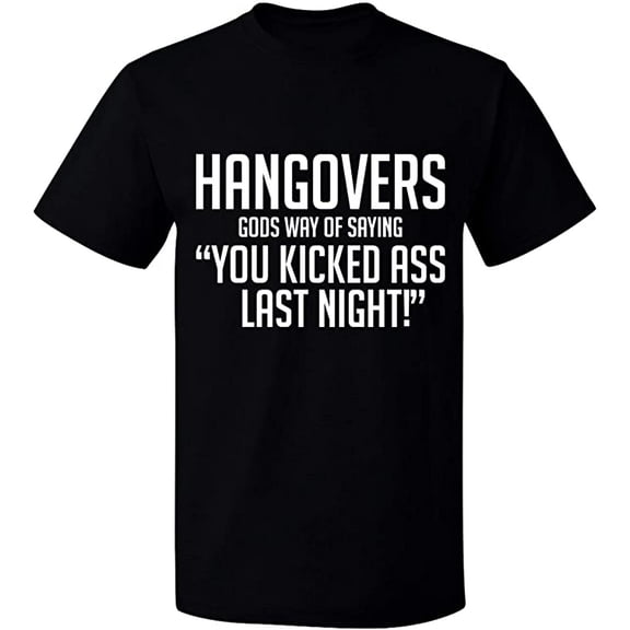 Unisex T-Shirt, Hangovers Gods Way, Slim Fit, Short Sleeve Sweater - Black Small
