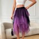 thumbnail image 2 of Falda de Alta Cintura Elástica de las Mujeres Falda Asimétrica en Capas de Cintura Alta con Diseño de Gradiente, Tela Suave Transpirable Midi Casual para el Verano, 2 of 8