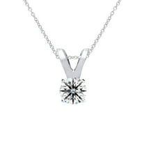 SuperJeweler 1/10 Carat Lab Grown Diamond Solitaire Necklace In Sterling Silver With Free Chain For Women