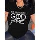 thumbnail image 1 of Letter Print Crew Neck T-Shirt, Casual Short Sleeve Top For Spring & Summer, Women's Clothing, 1 of 6