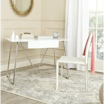 SAFAVIEH Malloy Modern Glam Lacquer Writing Desk, White/Chrome