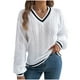 thumbnail image 2 of Suéter de cuello redondo para mujer, suéter de manga larga con cuello en V, tops de acrílico para mujer, 2 of 7