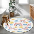 thumbnail image 3 of Rainbow Sunshine Round Area Rug 4Ft Washable Circle Rugs for Bedroom Dining Room, Rainy Cute Yellow Border Non-Slip Carpet Floor Mats Indoor Outdoor Carpet Runner Aesthetic Home Decor, 3 of 8