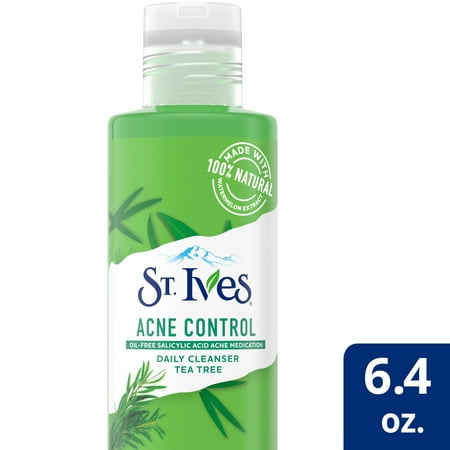 St. Ives Acne Control Face Cleanser Tea Tree Made with Salicylic Acid Acne Medication Made with 100% Natural Tea Tree Extract 6.4 oz