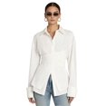 thumbnail image 4 of Women Fitted Button Down Shirt Cinched Waist Tops Long Sleeve Wrap Blouse Stylish Dressy Casual Outfit White L, 4 of 9
