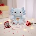 thumbnail image 3 of Ajolote de Peluche Azul 35 cm, Corazón Arcoíris Bordado, Algodón PP, con Tarjeta de Identidad, Suave y Abrazable, 3 of 5