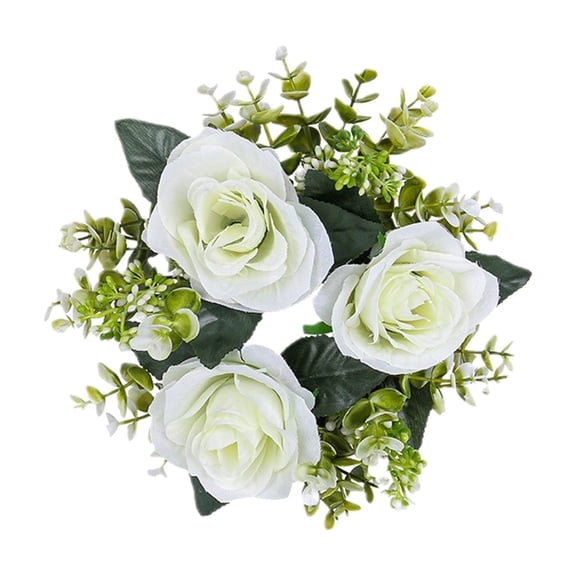 Yonrjhukm Artificial Rose Candle Ring, Silk Flower Wreath for Home Decor, Wedding Table Centerpiece, Christmas Decoration, Wreath for Candlestick and Dining Table