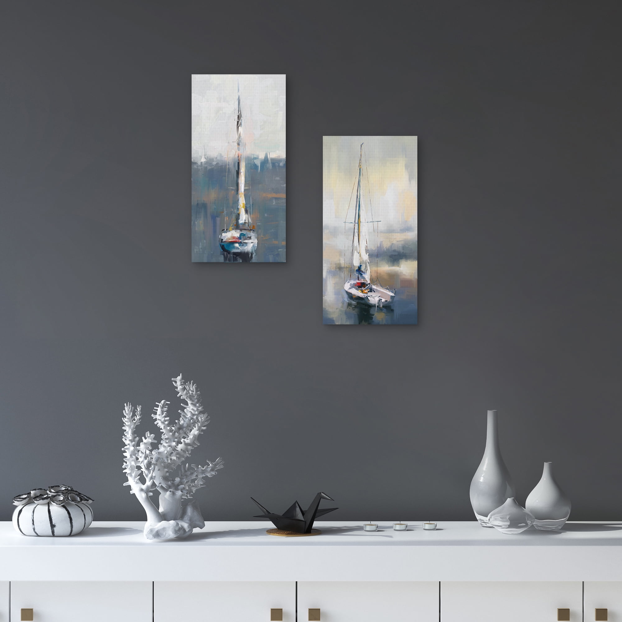 Morning Masts I & II by Studio Arts Set of 2 Canvas Prints, 1.5" x 12"