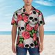 thumbnail image 2 of Balery Skull and Roses Camisas hawaianas de manga corta para hombre, camisas playeras de corte holgado, camisas de vacaciones con botones,Large, 2 of 7