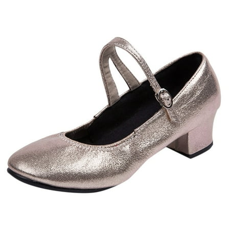KELINFONG Womens Non Slip Latin Salsa Dance Heels Ankle Strap Dress Pumps Ballroom Dance Shoes