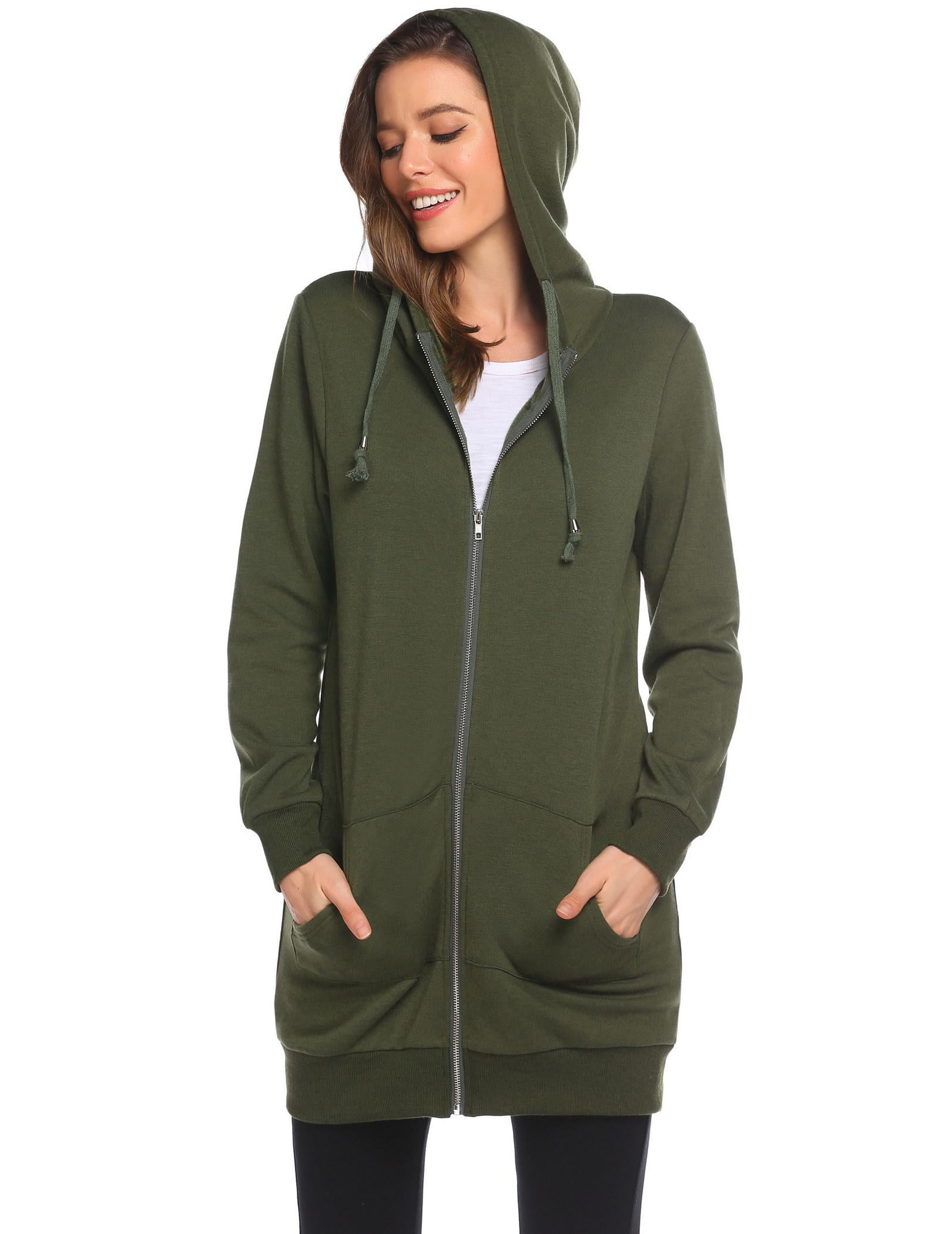 Zeagoo Women's Zip Up Hoodies Long Sleeve Fall Fleece Jacket Casual Oversized Tunic Hooded Sweatshirt With Pockets Winter Coats