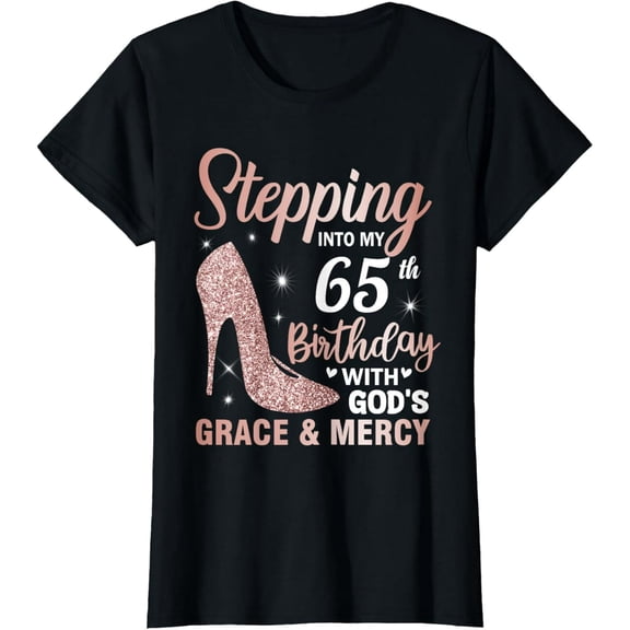 Glitter High Heel 65th Birthday Gift for Women Short Sleeve Graphic T-Shirt