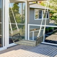 thumbnail image 3 of Costway Banco Columpio Colgante De Mimbre Tejido De Ratán Sin Respaldo Con Cuerdas Para Colgar, Marco De Metal, Apoyabrazos, Para Una Sola Persona Al Aire Libre Para Patio, Balcón, Patio Trasero, 3 of 5