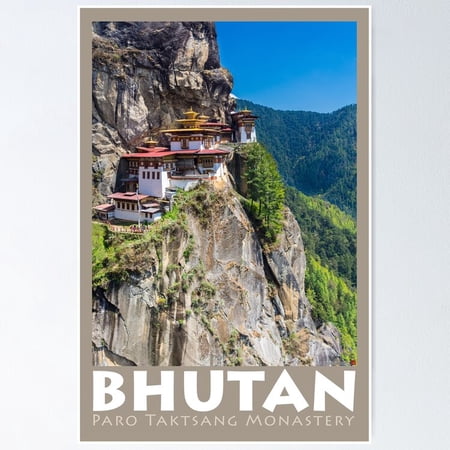 Bhutan Tiger'S Nest Monastery Vintage Wall Arttrendy Retro Positive Quote Variant 4 Poster
