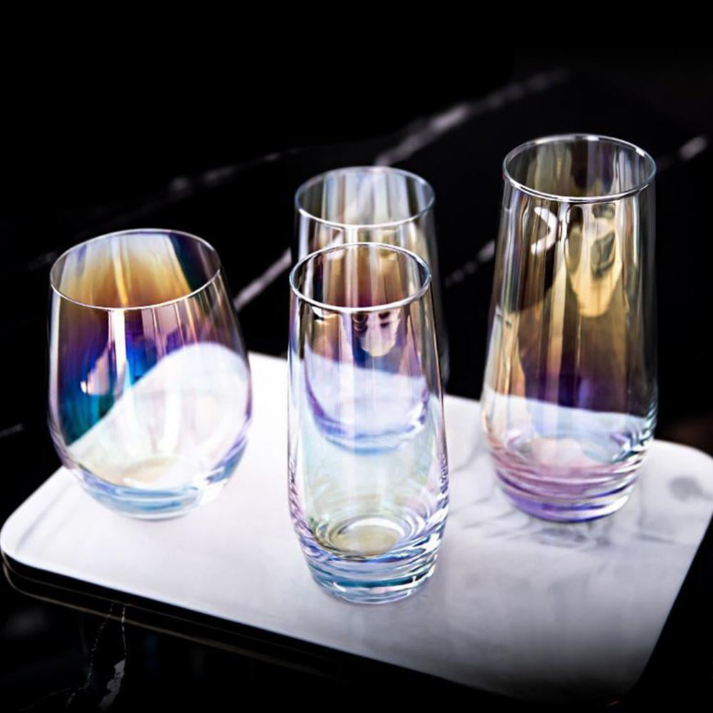 Rainbow Colored Thick Glass Water/Beverage Highball Drinking Glasses 6-Piece Set 12.25 Ounce 