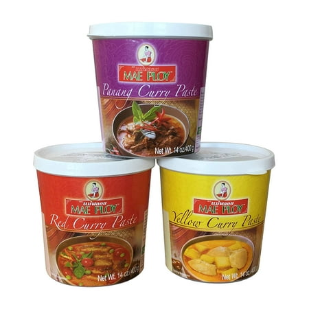 Mae Ploy Thai Curry Red, Panang and Yellow Paste, Variety Pack 14 oz (Pack of (Best Indian Curry Paste Brand)