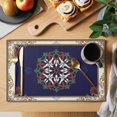 thumbnail image 2 of Blue Vintage Floral Placemats Set of 1, Country Exotic Mystical Abstract Flower Leaf Non-Slip Place Mats Washable Table Mats for Kitchen Dining Table Decorations Indoor/Outdoor, 2 of 9