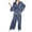 Blue, variant on HAiming Women's Pajamas Set Silk Satin Short Robes and Long Pants 2 Piece Sleepwear Outfits Comfortable Loungewear