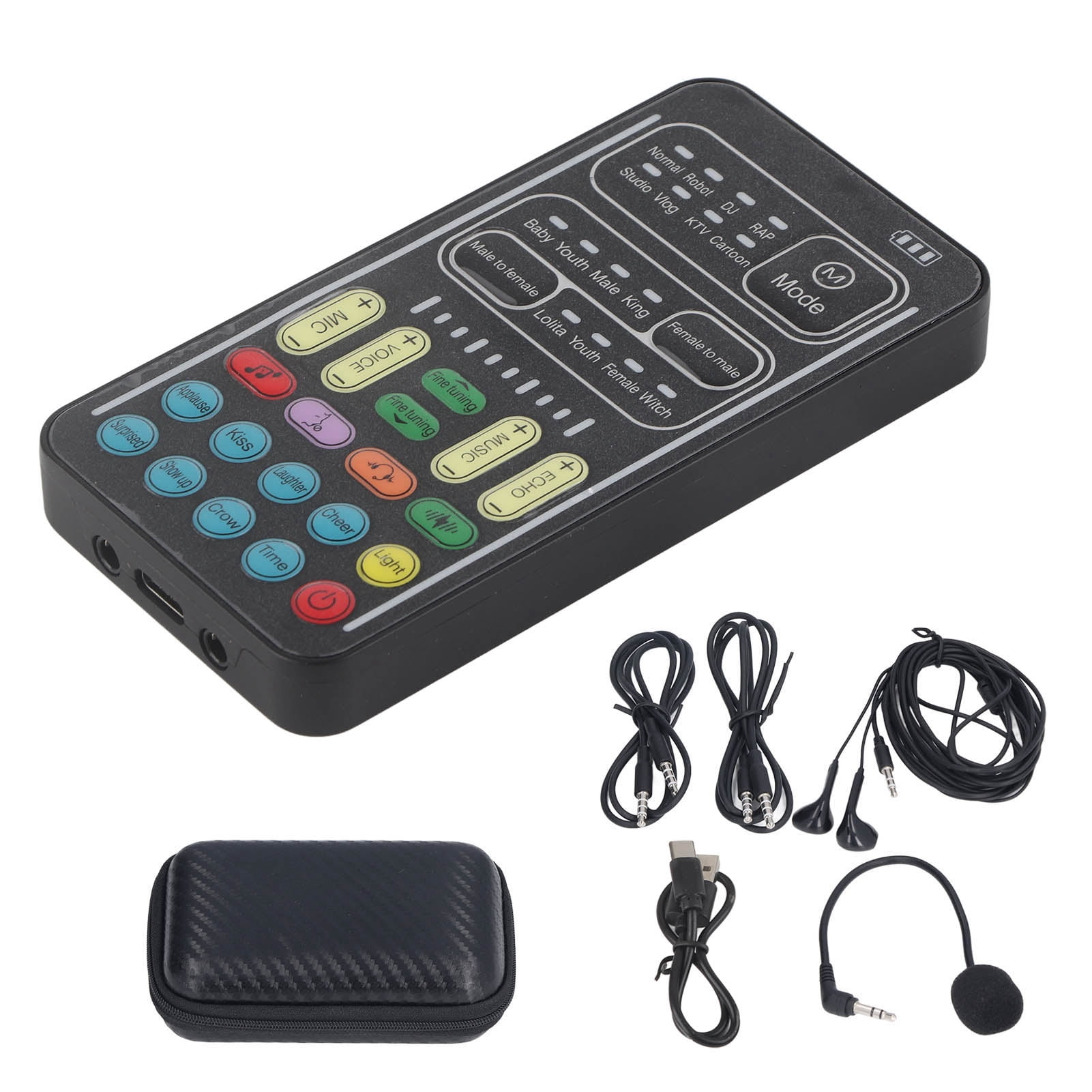 Voice Changer, I9 Voice Changer Set Portable Recording Mini Sound Card Live Streaming Mixer With Microphone Headphones