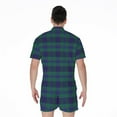 thumbnail image 2 of Blue Green And Red Tartan Pattern Short Sleeve Men'S Rompers, Tartan Plaid Retro Casual Summer Jumpsuits Outfit, 2 of 4