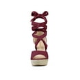 thumbnail image 6 of BLISSFUL STEP Women's Shoes Lace Up Espadrilles Platform Wedge Sandals Burgundy 9, 6 of 8
