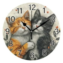Ryvnso Cats with Heart Wall Clock Non Ticking Silent Kitchen Clock Battery Operated Clocks 10 inch