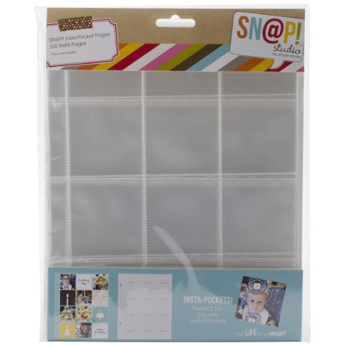 Simple Stories Snatp Insta Pocket Pages for 6 by 8-Inch Binders with 2 by 2-Inch and 3 by 4-Inch Pockets 10-Pack SNAP4071 