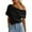Black, variant on MIXUE Boho Tops For Women Summer Solid Color Off Shoulder Ruffled Short Sleeve Casual Basic Pullover Shirts For Women Tee Shirts Sportswear,Black,S