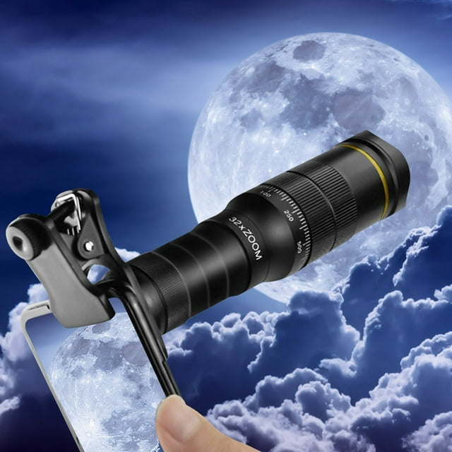 Aqestyerly 32x Cell Phone Camera Lens Kit With Clip,Universal HD Phone Lens,Wide Angle Macro Lens For Photography With True Color Reproduction HWRETIE