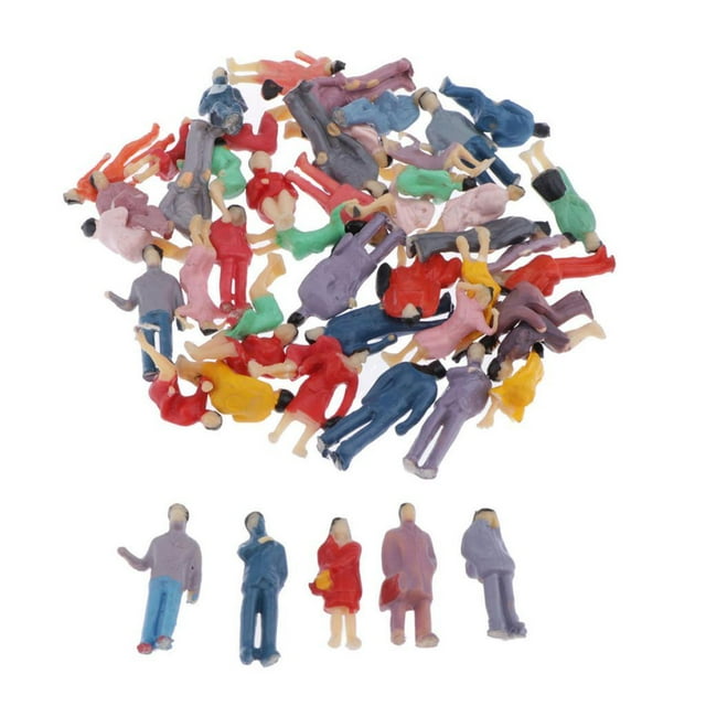 Esquirla 50 PCs Model Trains Architectural 1:87 Scale Painted Figures HO Scale People for