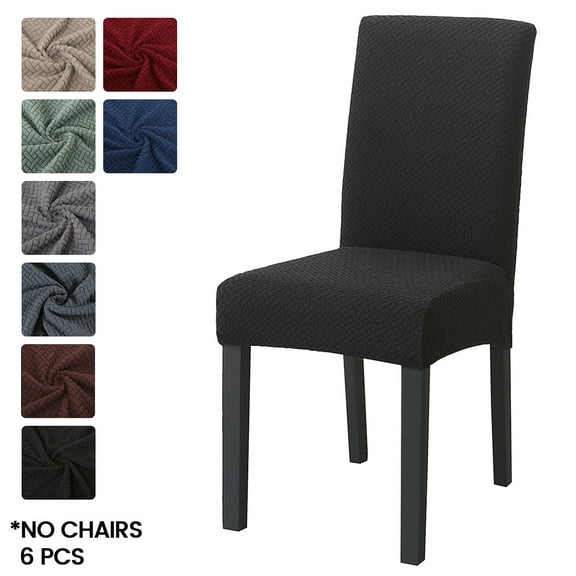 6 Pack Washable Chair Covers, Knitted Jacquard Stretch Removable Dining Chair Protector Cover Seat Slipcover for Hotel,Dining Room,Ceremony,Banquet Wedding Party