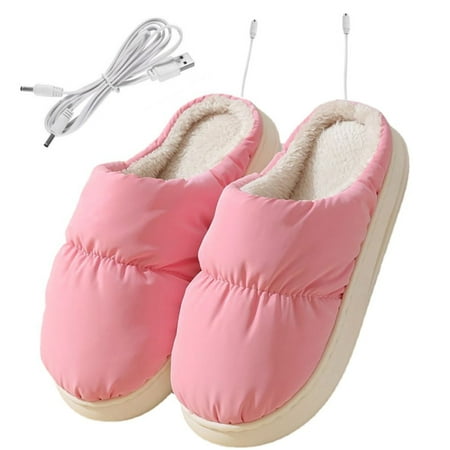 

OOKWE One Pair Plush USB Electric Heating Slippers Shoe Keep Foot Warmer for Winter