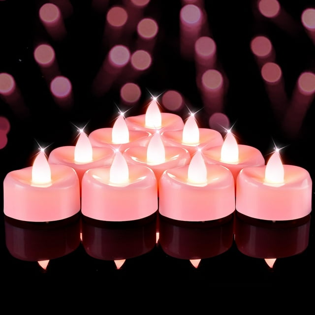 Velas LED sin llama BEICHI, paquete de 50 unidades, color rosa