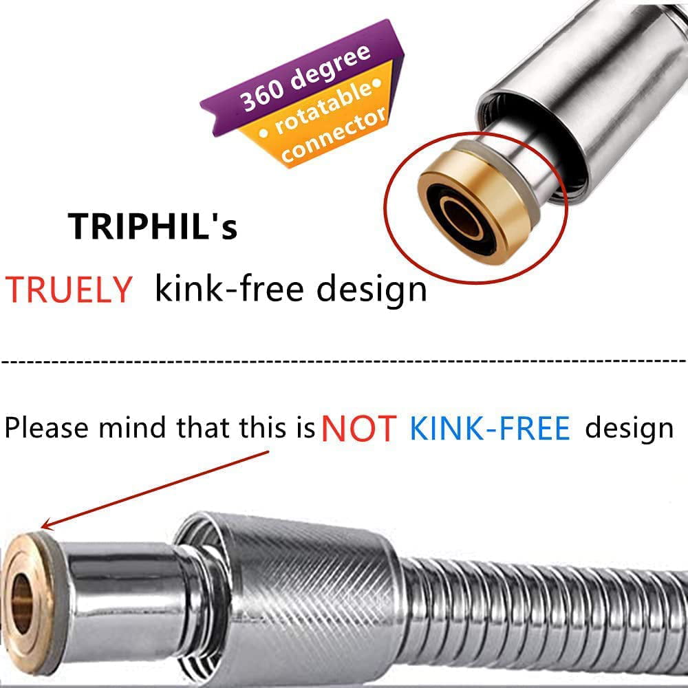 Shower Hose Extension 71 Inches Extra-Long for Handheld Shower Head Flexible Stainless Steel Chrome 71 Swivel Nut Anti-Twist TRIPHIL Kink-Free Shower Hoses Hand Held Showerhead Hose Replacement 