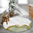 thumbnail image 4 of Green Gold Marble Round Area Rug 4ft, Modern Abstract Marble Crack Texture Washable Non-Slip Circle Rugs for Bedroom Living Room Kitchen, Soft Non Shedding Circle Carpet for Dining Room Dorm, 4 of 9