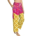 thumbnail image 2 of Uemuo Red Ice Cream Pattern Women's Wide Leg Palazzo Lounge Pants with Pockets Light Weight Loose Comfy Casual Pajama Pants-Small, 2 of 9