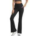 thumbnail image 5 of QATAINLAV Stretch Wide Leg Pants for Women Soft Comfy Side Slits Yoga Pants with Pockets Solid Color Casual Flared Leggings Black M, 5 of 9
