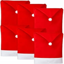 6 PCS Christmas Chair Covers Red Santa Claus Hat Slipcover Xmas Chair Back Covers for Christmas Decorations Christmas Back Covers Dinning Room Restaurant Holiday Festival Party Decorations